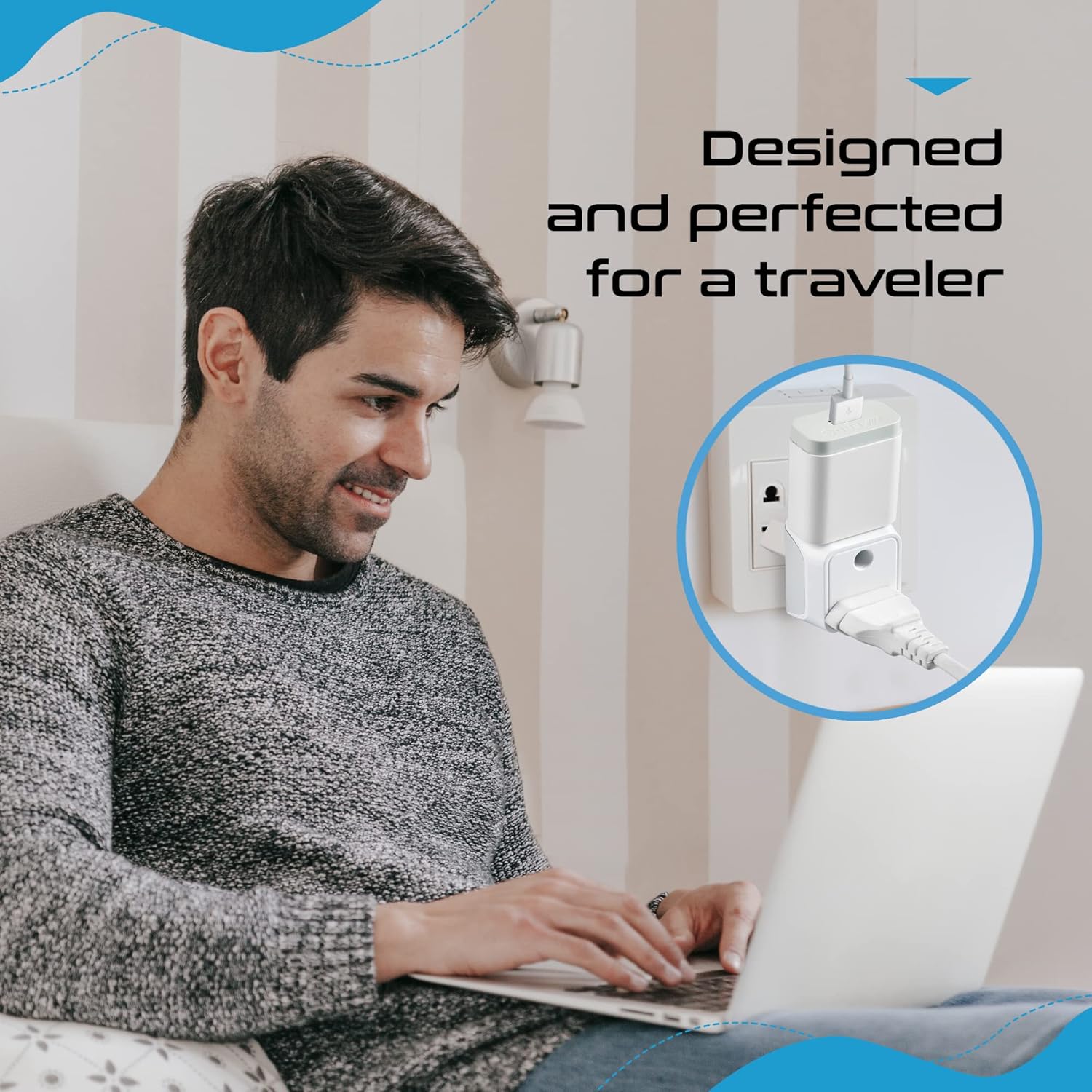 1742841207 Ceptics India to Europe Travel Adapter A– 2 in 1 GermanyFrance Smartphone Adapter Type C Ce Certified Rohs Compliant A– White 1 Pack