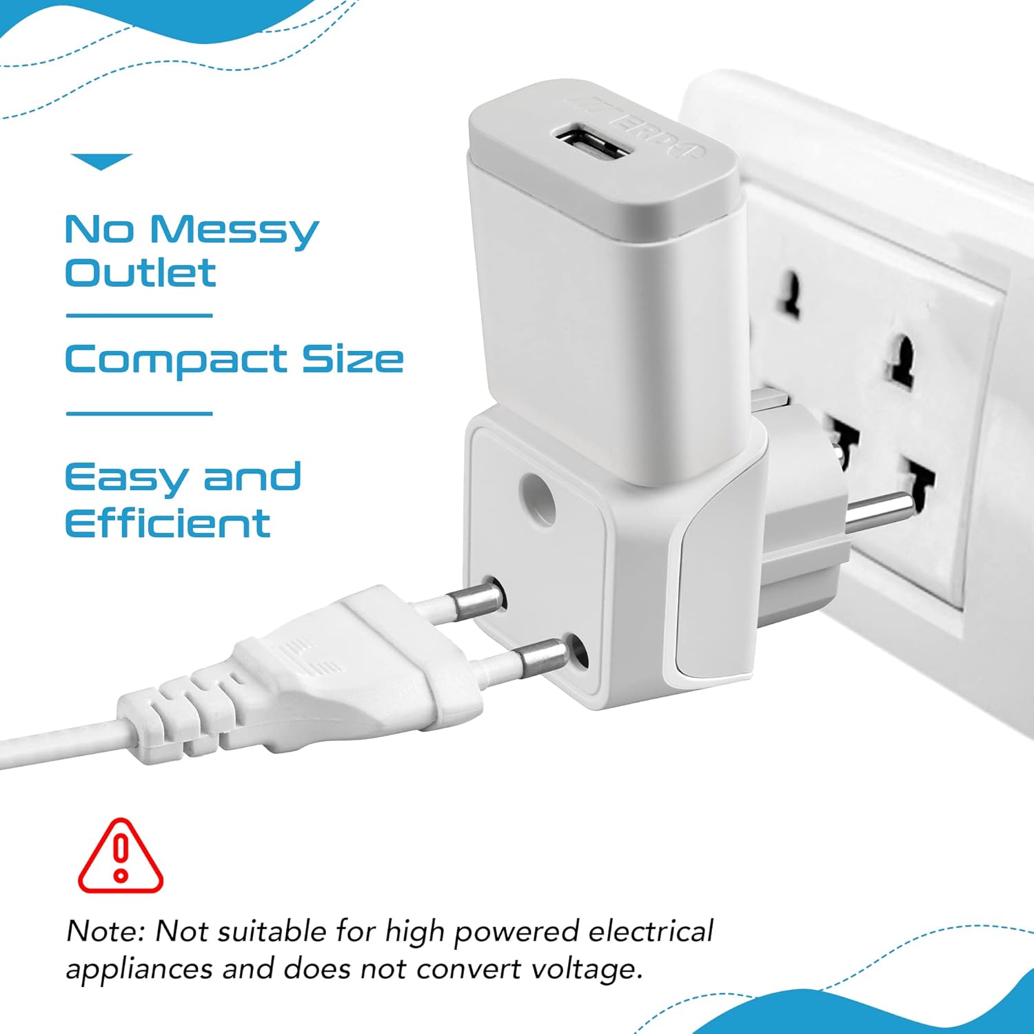1742927657 Ceptics Europe Travel Adapter 2 in 1 India to Europe Germany France Schuko Adapter Type EF European Plug Adapter for Laptops Phones Chargers CE RoHS 3 Pack