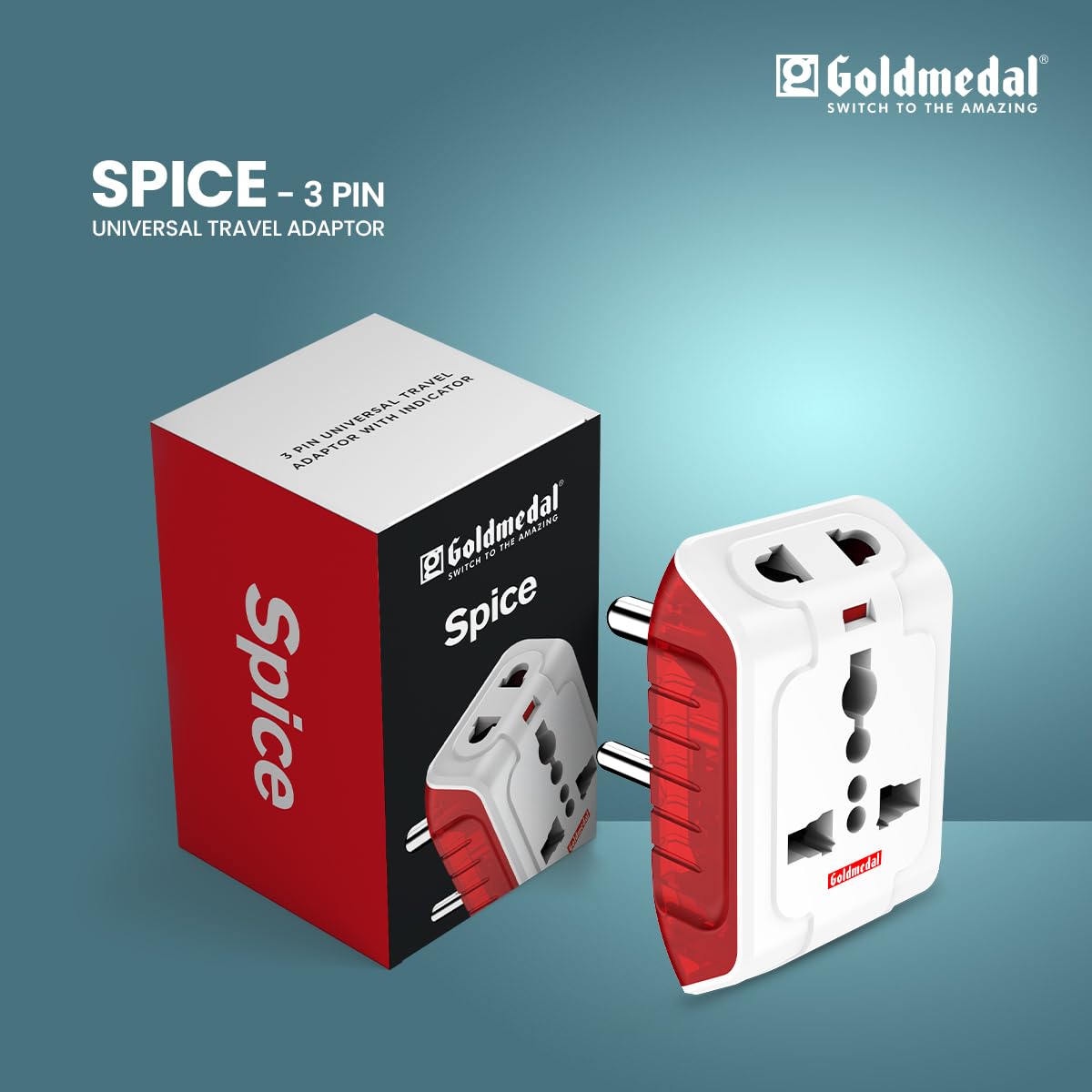 Goldmedal-Spice-3-Pin-240V-Universal-Travel-Adaptor-with-LED-Indicator-White-Pack-of-1-Compatible-with-Worldwide-Plugs.jpg Goldmedal Spice 3 Pin 240V Universal Travel Adaptor with LED Indicator White Pack of 1 Compatible with Worldwide Plugs