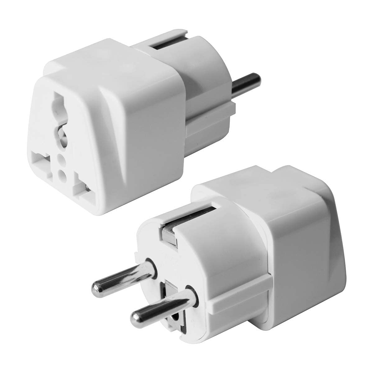 InnovativeIQ India to Europe (Schuko) Plug-Type E/F Europe Plug Adapter-2 in 1 Universal Adapter for Europe, Perfect for Laptop, Camera, Charger - CE, RoHS - 5 Years Warranty (Pack of 1, White)