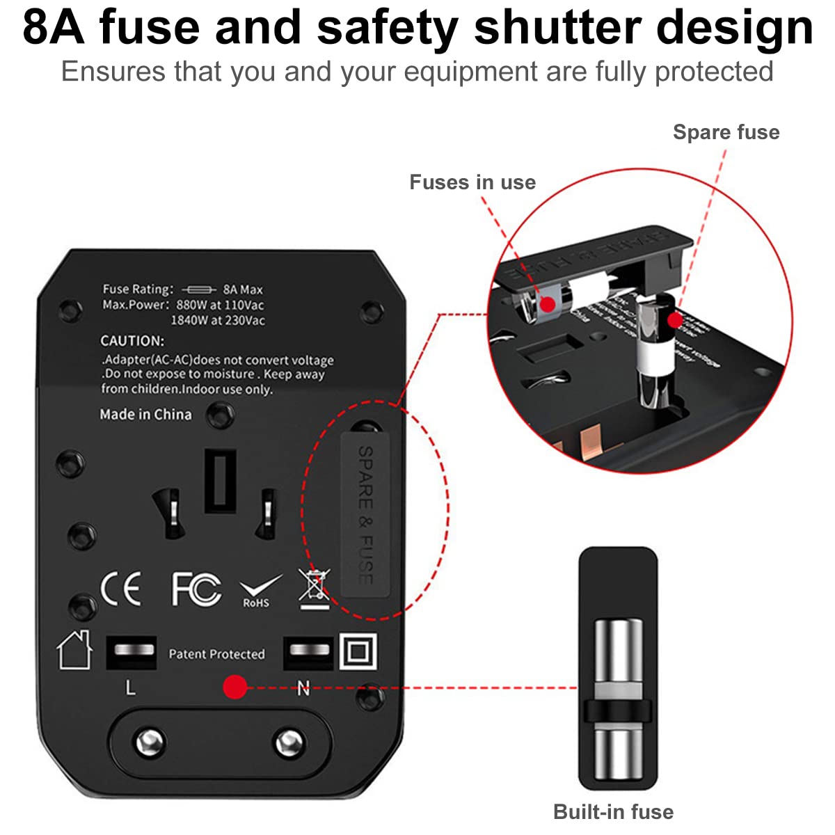 International Universal Travel Adapter, All-in-One Global AC Charger Socket. The 5.6A 4 USB and Type c Multi-Function Conversion Plug is Suitable for Many Countries Around The World. (Blue)