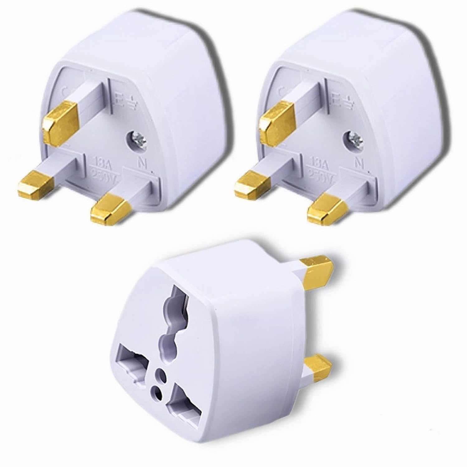 KAVANA Type-G Plug Adapter UK Converter - (3pcs) India to KAVANA Type-G Plug Adapter UK Converter - (3pcs) India to UK Plug Adaptor for Hong Kong, UAE, Dubai, Singapore England Universal Travel Adapter Power Plug (Pack of 3)