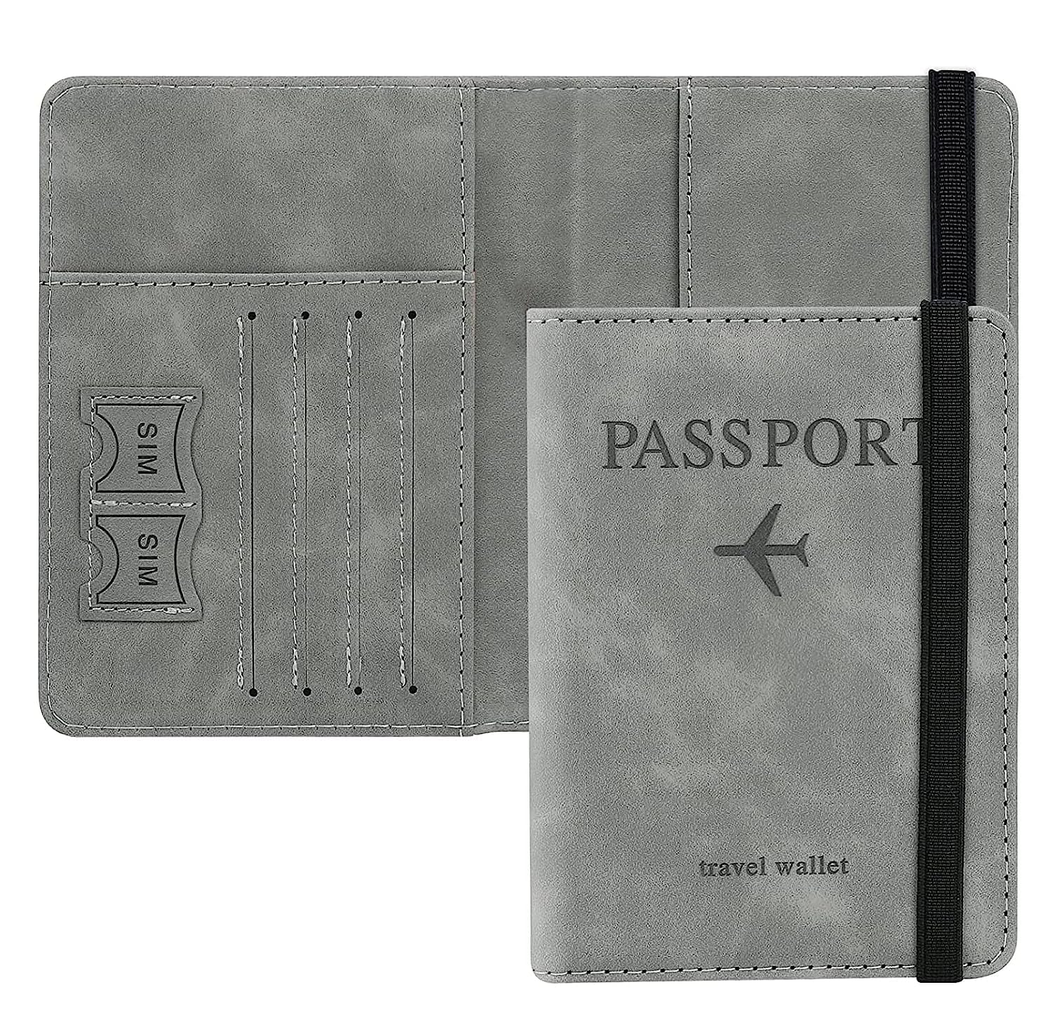 Niwlix Passport Holder Cover Travel Wallet Organizer, Passport Case with Niwlix Passport Holder Cover Travel Wallet Organizer, Passport Case with PU Leather Travel Document Holder for Men & Women Travel Accessories (Grey)
