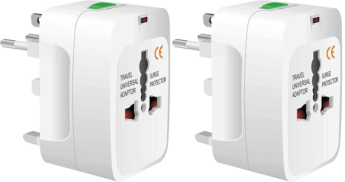 SAIFSMART Worldwide Universal All-in-One Worldwide International Travel Adapter with 125V 6A,250V Electrical Protected Plug (Travel Adapter Without USB (Pack of 2))