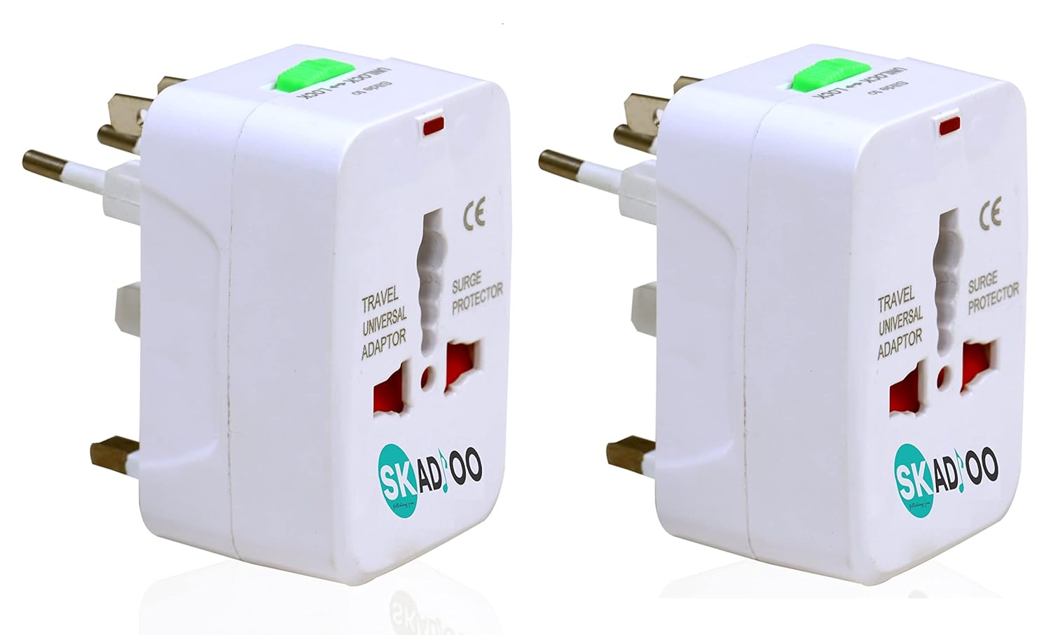 SKADIOO Universal Charger Adapter 240V | 2 Years Warranty | Universal Travel Adapter All in One, International Travel Adapter for 150+ Countries (Set of 2, White)