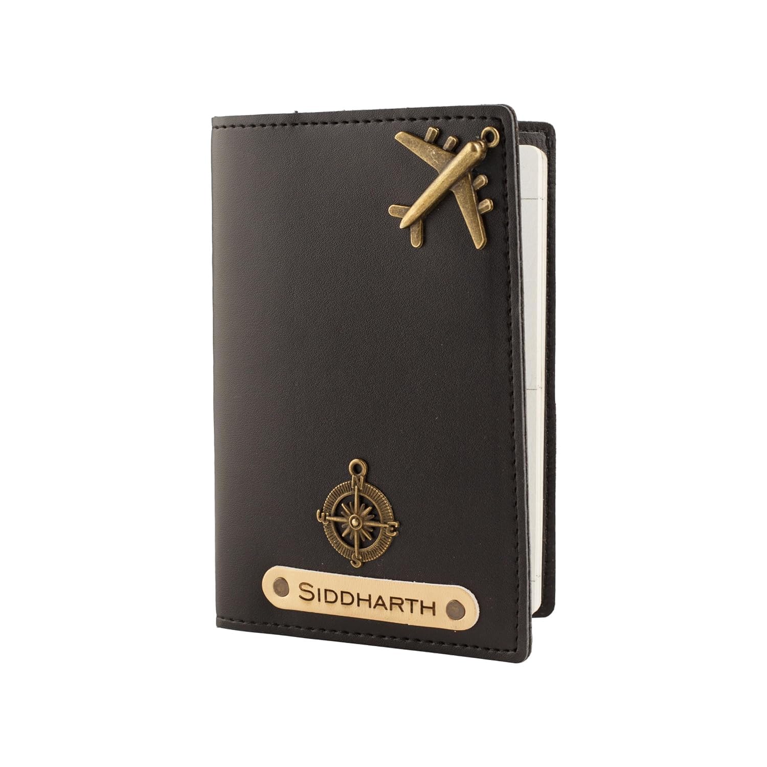 The Unique Gift Studio Customised Name & Charm Leather Passport The Unique Gift Studio Customised Name & Charm Leather Passport Cover Holder for Men & Women (Black) | Personalised Birthday Gifts for Men