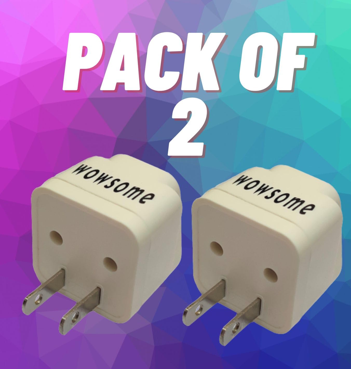 WOWSOME 2 Pin Universal Conversion Plug for India to USA Japan Canada Travel Adapter Converter Plug 2pcs White