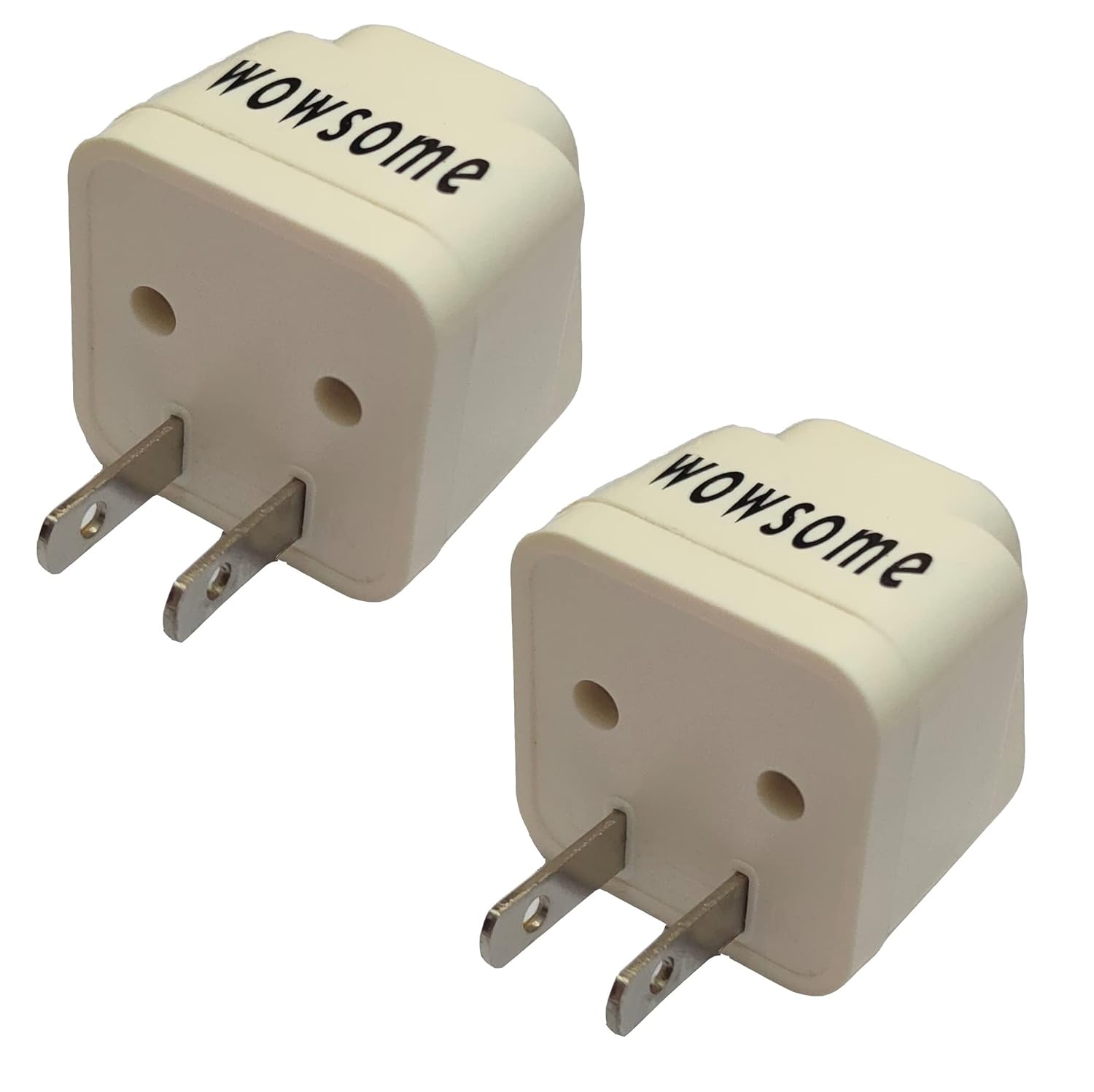 WOWSOME 2 Pin Universal Conversion Plug for India to USA, Japan, Canada Travel Adapter Converter Plug (2pcs) White