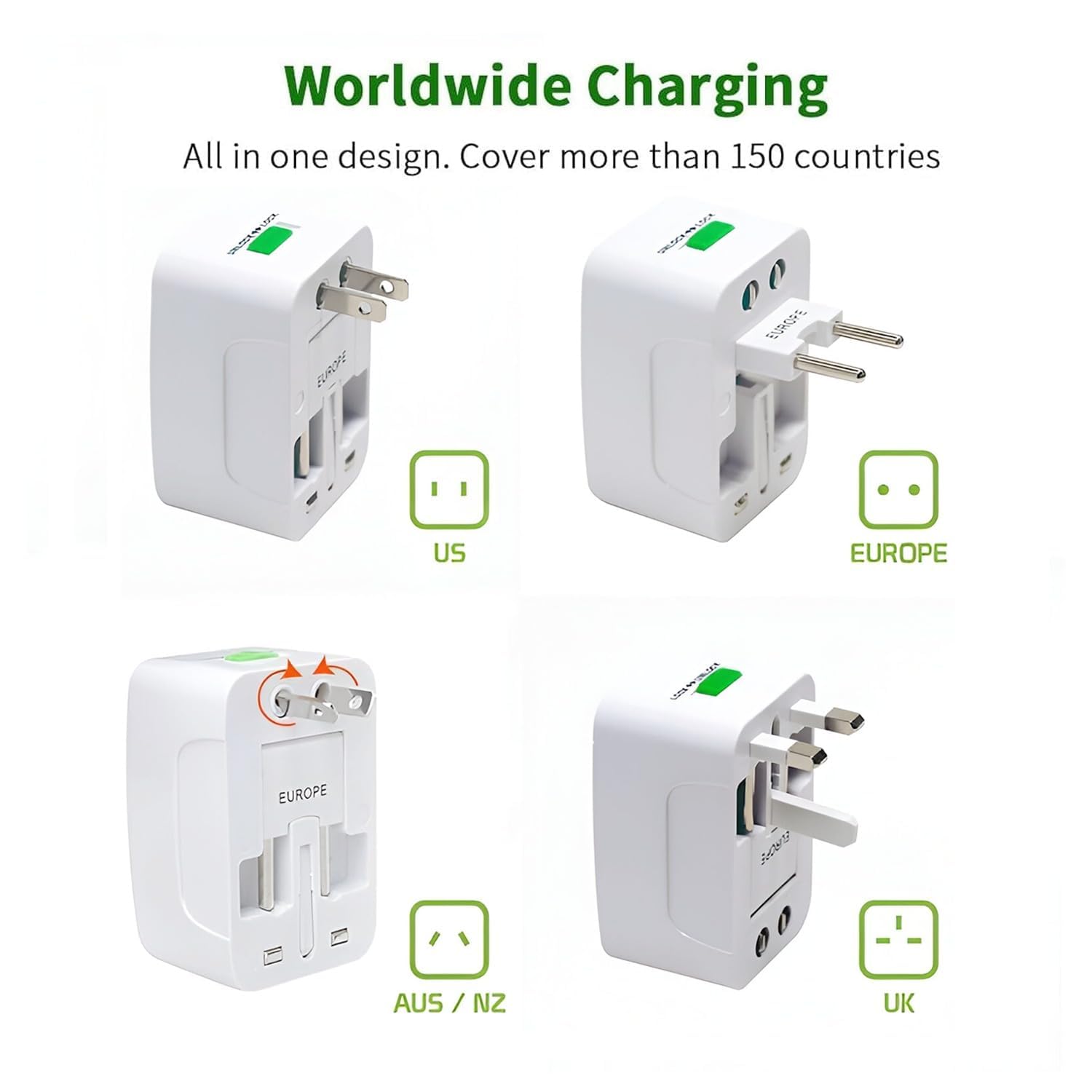 1743792763 EMBOX Travel Adapter Worldwide All in One Universal Travel Adaptor White 1 Pack