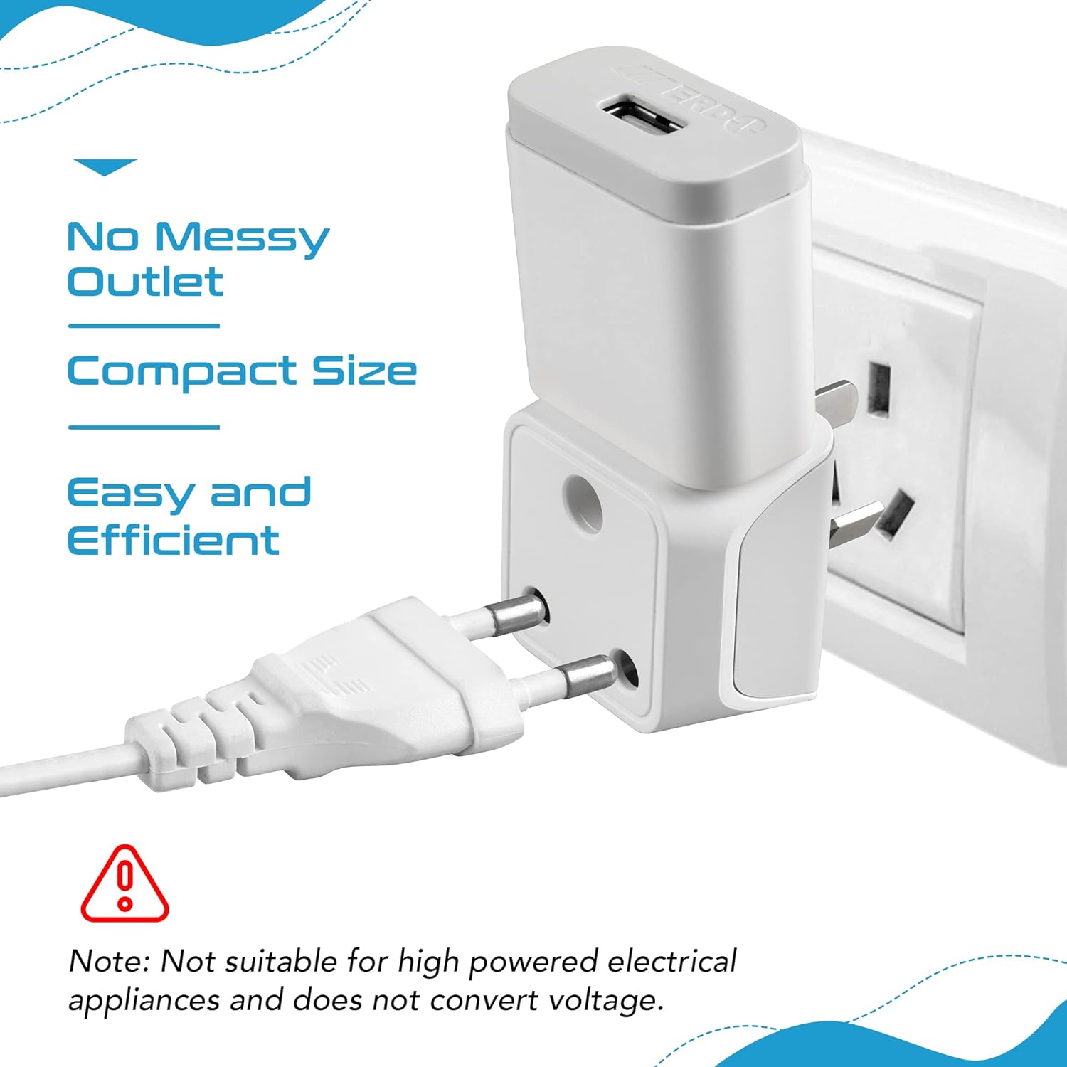 1743879218 Ceptics India to Australia Plug Converter – 2 in 1 China New Zealand Adapter Type I CE Certified RoHS Compliant – White 1 Pack Lifetime Limited Warranty