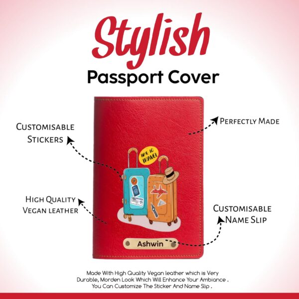 1744052160 The Unique Gift Studio Faux Vegan Leather Customized Passport Cover Passport Holder for Men Women Kids Travel Accessories Passport Wallet for Trips with Custom Name Red