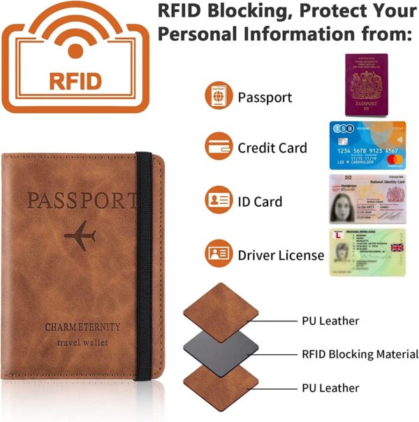 1744138708 Lampostick Passport Holder Cover Wallet RFID Blocking PU Leather Travel Document Holder Card Case Travel Accessories for Women Men