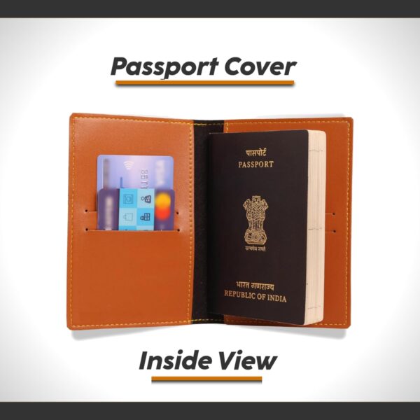 1744311650 Customised Leather Passport Cover with Personalised Name Charm for Men Women Tan Customised Passport Holder for Gift