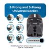 1744311769 OREI India to Europe Schuko Plug Type EF Europe Plug Adapter 2 in 1 Universal Adapter for Europe Perfect for Laptop Camera Charger CE RoHS 2 Pack Black 5 Years Warranty