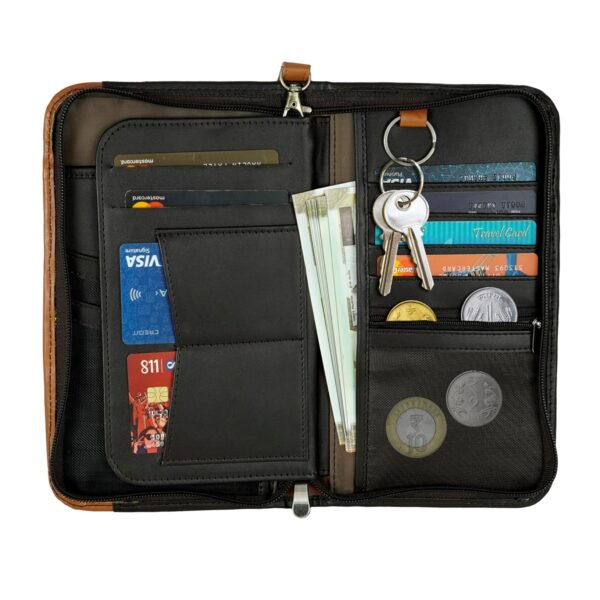 1744484847 DAHSHA Unisex Adult RFID Blocking Leather Travel Wallet Family Passport Holder Cover Wallet Organiser for Credit Debit Card Boarding Pass International Trip Brown 12.5 X 3 X 23.8Cm