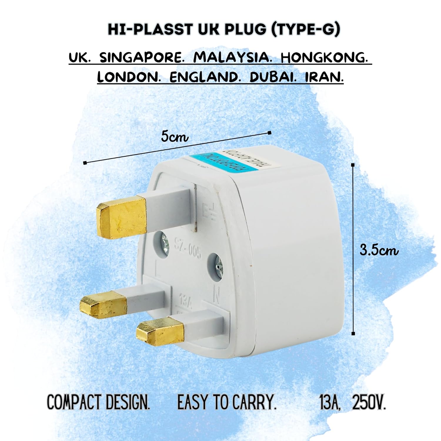 1744657875 Hi Plasst UKLondon G Type Power Converter Pack of 1 Universal Travel Adapter for Indian Plugs Compatible with England Dubai Hong Kong Ireland Wales Scotland Perfect for Laptop Camera