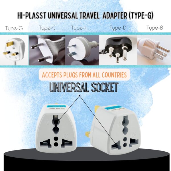 1744657877 Hi Plasst UKLondon G Type Power Converter Pack of 1 Universal Travel Adapter for Indian Plugs Compatible with England Dubai Hong Kong Ireland Wales Scotland Perfect for Laptop Camera