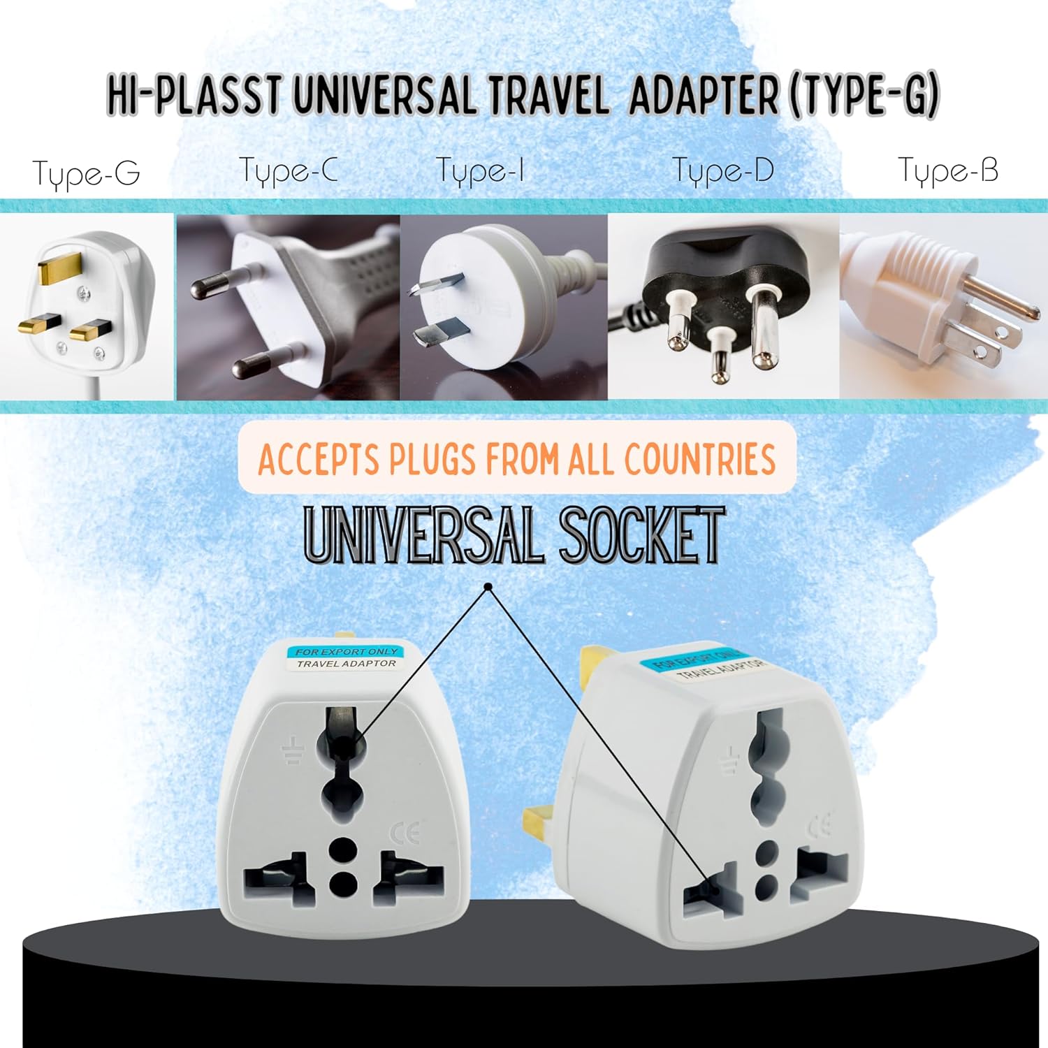 1744657877 Hi Plasst UKLondon G Type Power Converter Pack of 1 Universal Travel Adapter for Indian Plugs Compatible with England Dubai Hong Kong Ireland Wales Scotland Perfect for Laptop Camera