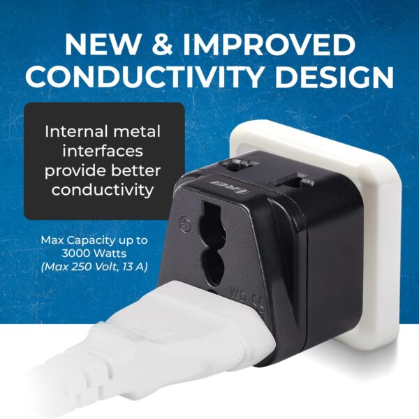 1744744309 OREI India to UAE Hong Kong Dubai UK Adapter Type G Plug Adapter 2 in 1 Perfect for Laptop Camera Chargers Travel Adapter UK CE RoHS Black 2 Pack 5 Years Warranty