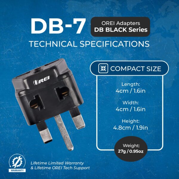 1744744312 OREI India to UAE Hong Kong Dubai UK Adapter Type G Plug Adapter 2 in 1 Perfect for Laptop Camera Chargers Travel Adapter UK CE RoHS Black 2 Pack 5 Years Warranty