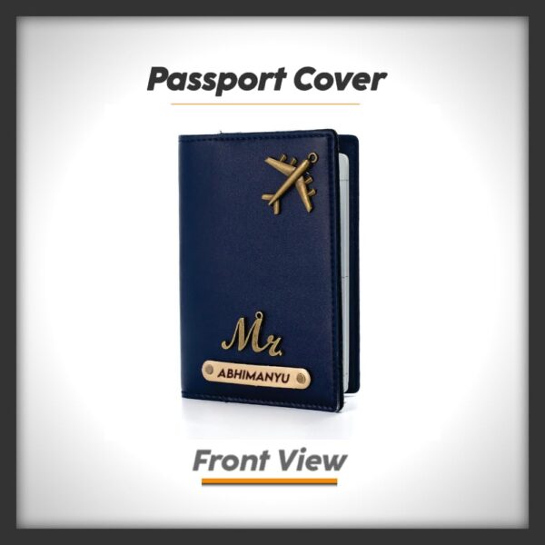 1745090138 Customised Passport Cover Holder Personalised Name Charm Leather Passport Cover Holder for Men Women Blue Customised Passport Holder for Gift