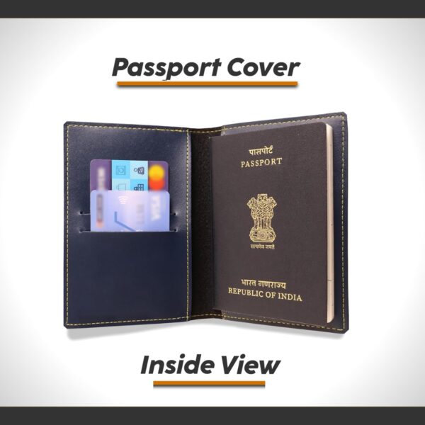 1745090142 Customised Passport Cover Holder Personalised Name Charm Leather Passport Cover Holder for Men Women Blue Customised Passport Holder for Gift