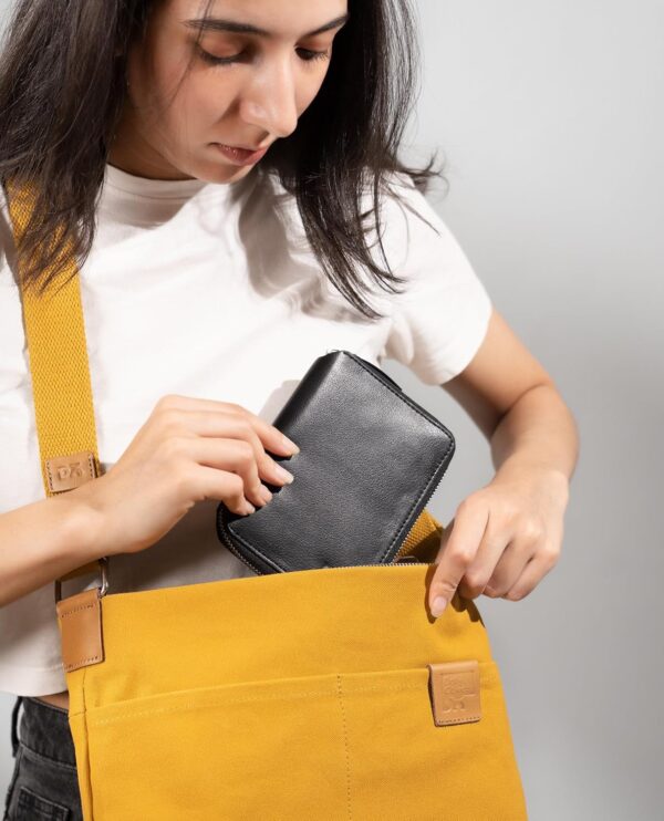 1745176601 DailyObjects Check in Travel Passport Wallet Cover for Men and Women Passport Cover with Zip Around Closure Made of Vegan Leather Passport Holder with Credit Debit Card Slots Black
