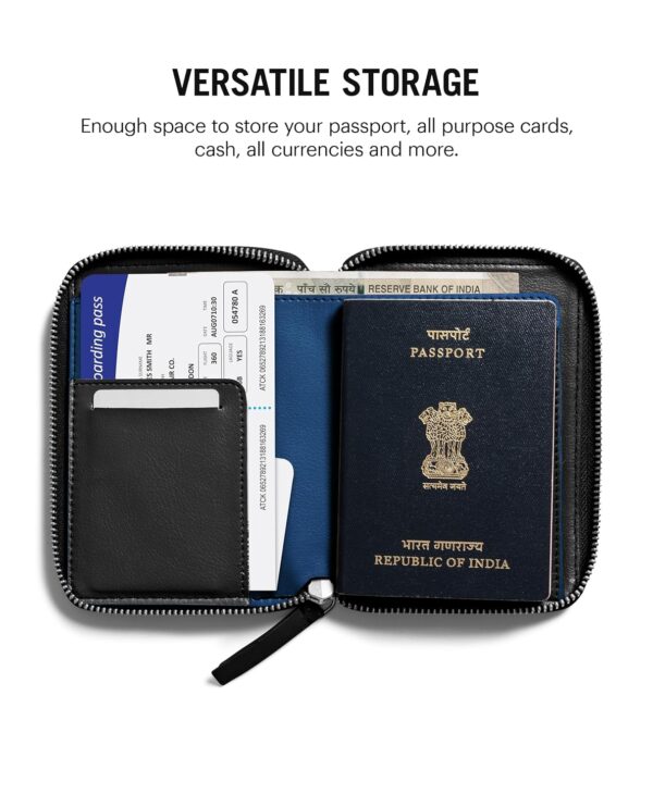 1745176602 DailyObjects Check in Travel Passport Wallet Cover for Men and Women Passport Cover with Zip Around Closure Made of Vegan Leather Passport Holder with Credit Debit Card Slots Black