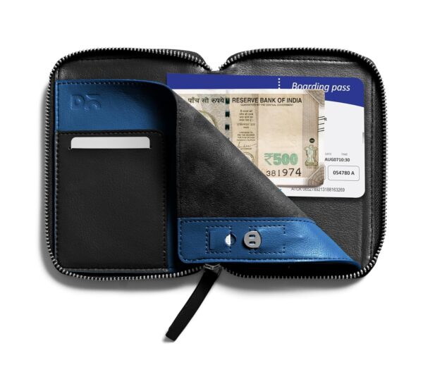 1745176604 DailyObjects Check in Travel Passport Wallet Cover for Men and Women Passport Cover with Zip Around Closure Made of Vegan Leather Passport Holder with Credit Debit Card Slots Black