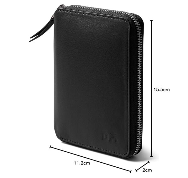 1745176613 DailyObjects Check in Travel Passport Wallet Cover for Men and Women Passport Cover with Zip Around Closure Made of Vegan Leather Passport Holder with Credit Debit Card Slots Black