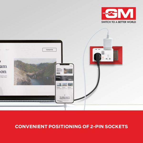 1745176683 GM 3019 3 Pin Universal Multi Plug Travel Adaptor with 6 AMP for Home Applications Computers Laptops