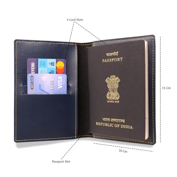 1745436077 Thebaegift Unisex Passport Cover for Men Women Printed Classy Stylish Vegan Leather Passport Cover for Travel Navy Blue