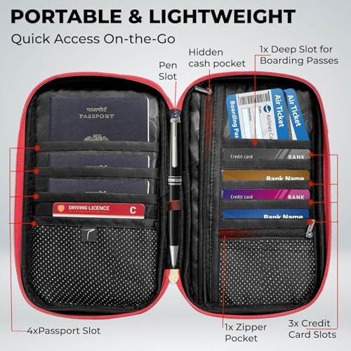 1745522521 Trajectory Travel Passport and Card Holder and Wallet Organiser Case for Daily Use and International Trip for Men and Women Napolean Black