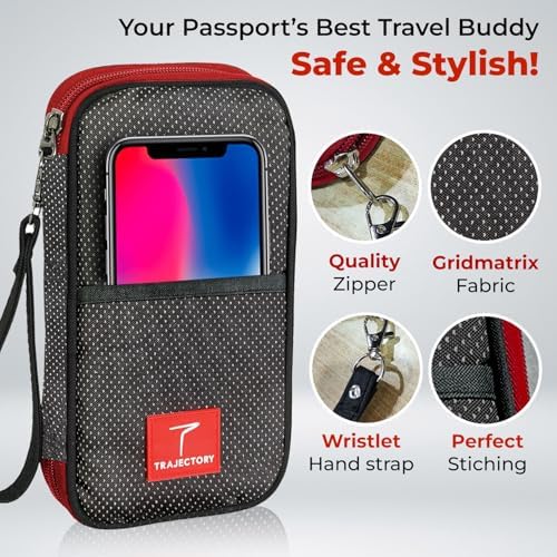 1745522525 Trajectory Travel Passport and Card Holder and Wallet Organiser Case for Daily Use and International Trip for Men and Women Napolean Black