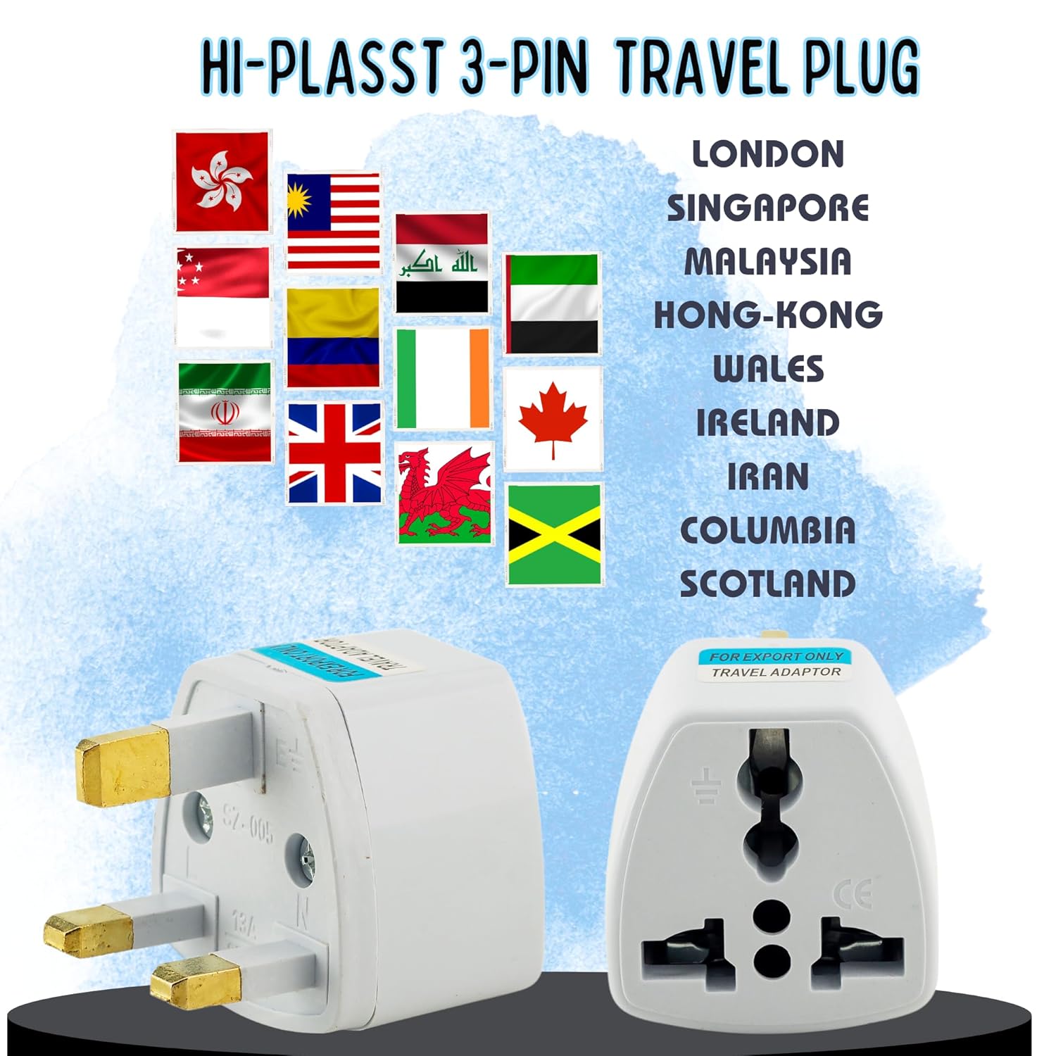 1745522687 Type G Plug Adapter UK Converter 3pcs India to UK Plug Adaptor for Hong Kong UAE Dubai Singapore England Universal Travel Adapter Power Plug Pack of 3