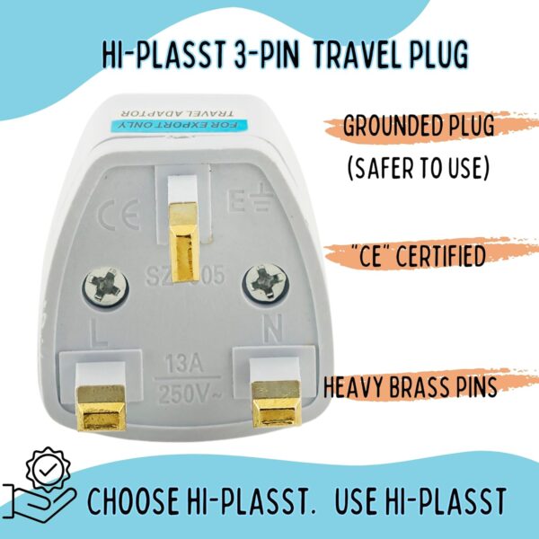 1745522691 Type G Plug Adapter UK Converter 3pcs India to UK Plug Adaptor for Hong Kong UAE Dubai Singapore England Universal Travel Adapter Power Plug Pack of 3
