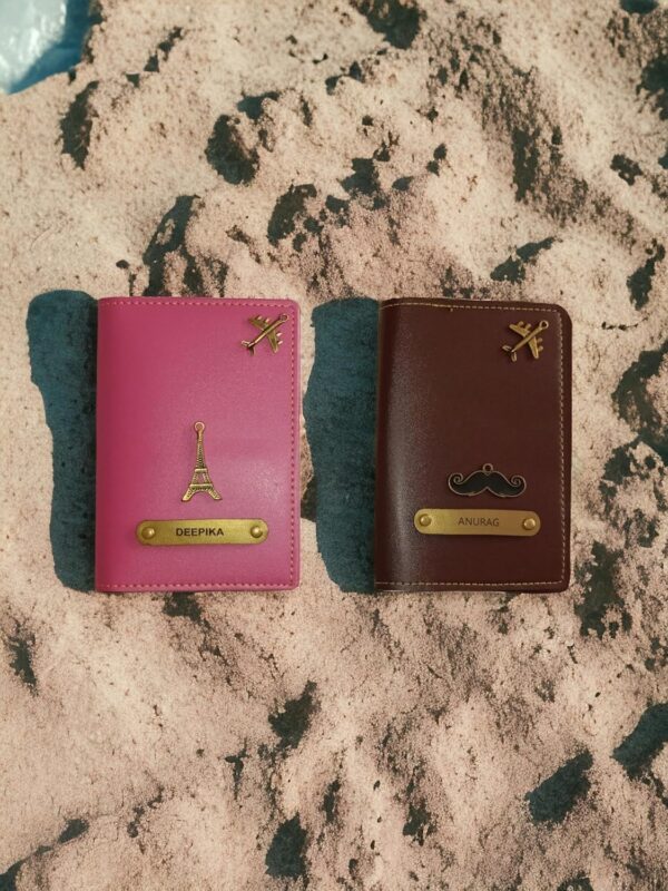 1745609031 Gift dedo Leather Passport Cover Cover Holder for Men Women Customised Passport Holder for Gift Travel Wallet Organiser Document Holder Pink and Brown