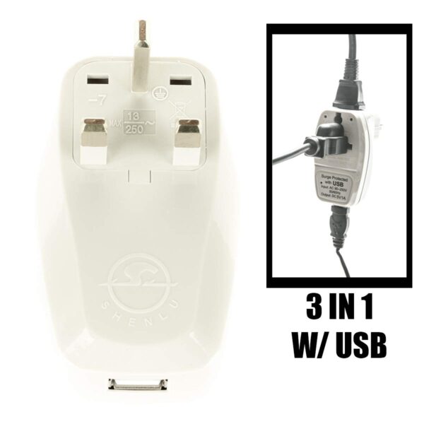 1745695599 OREI India to UK UAE Hong Kong More Type G Travel Adapter Plug 3 in 1 CE Certified RoHS Compliant with USB and Surge Protection Worldwide Adapter DBU G