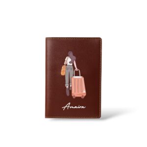 Thebaegift Unisex Passport Cover for Men & Women | Printed, Classy & Stylish | Vegan Leather Passport Cover for Travel (Brown)