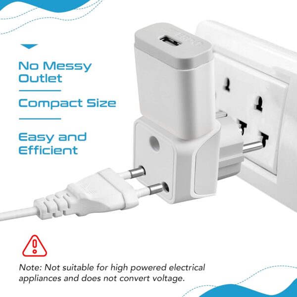 1745868503 Ceptics Europe Travel Adapter 2 in 1 France Germany Adapter Compatible with Smartphone Type EF Ce Certified Rohs Compliant A– White 1 Pack