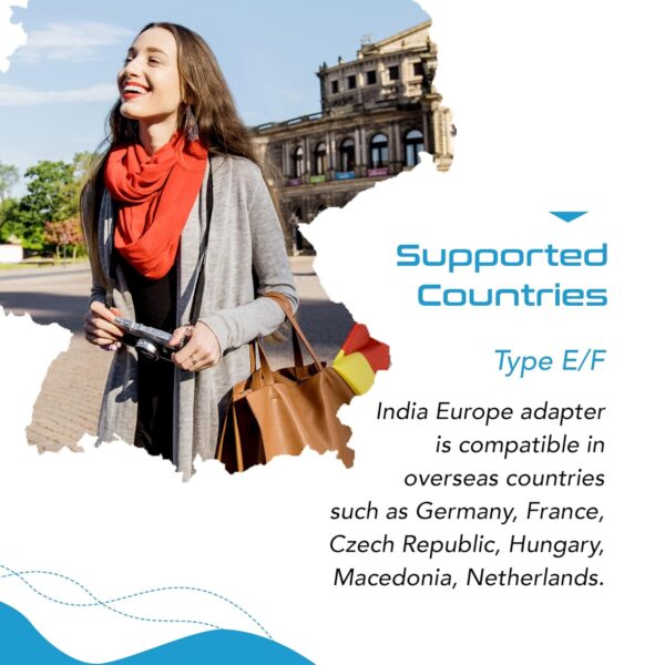 1745868510 Ceptics Europe Travel Adapter 2 in 1 France Germany Adapter Compatible with Smartphone Type EF Ce Certified Rohs Compliant A– White 1 Pack