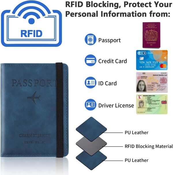 1745954952 PRYTA Passport Holder Cover Wallet RFID Blocking PU Leather Travel Document Holder Card Case Travel Accessories for Women Men Multi Colour
