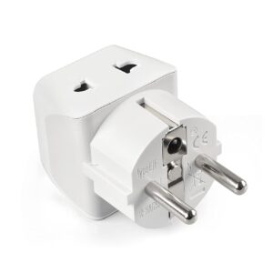 Ceptics Europe Travel Adapter-2 in 1 France Germany Adapter Compatible with Smartphone-Type E/F-Ce Certified-Rohs Compliant Â– White-1 Pack
