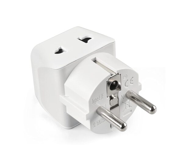Ceptics Europe Travel Adapter-2 in 1 France Germany Adapter Compatible with Smartphone-Type E/F-Ce Certified-Rohs Compliant Â– White-1 Pack