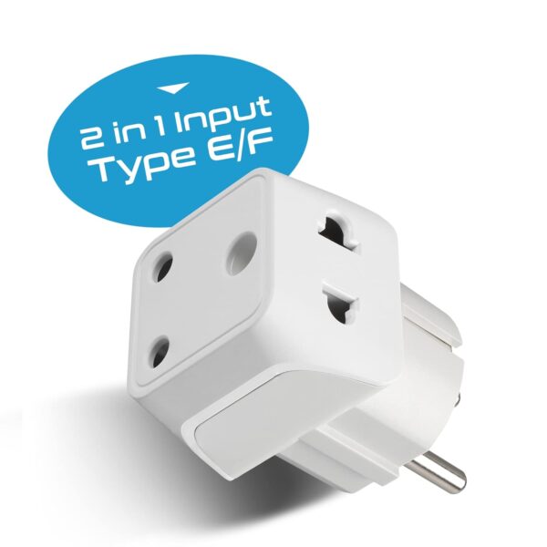 Ceptics Europe Travel Adapter 2 in 1 France Germany Adapter Compatible with Smartphone Type EF Ce Certified Rohs Compliant A– White 1 Pack