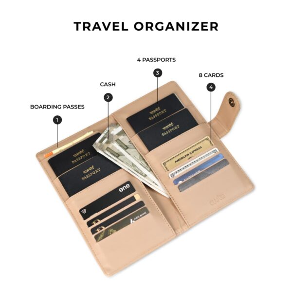 Custo Family 4 Passport Holder Customized Family Travel Organizer Vegan Leather ID Document Organizer Personalized Sleek Travel Wallet Ice Blue