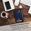 Customised Passport Cover Holder Personalised Name Charm Leather Passport Cover Holder for Men Women Blue Customised Passport Holder for Gift