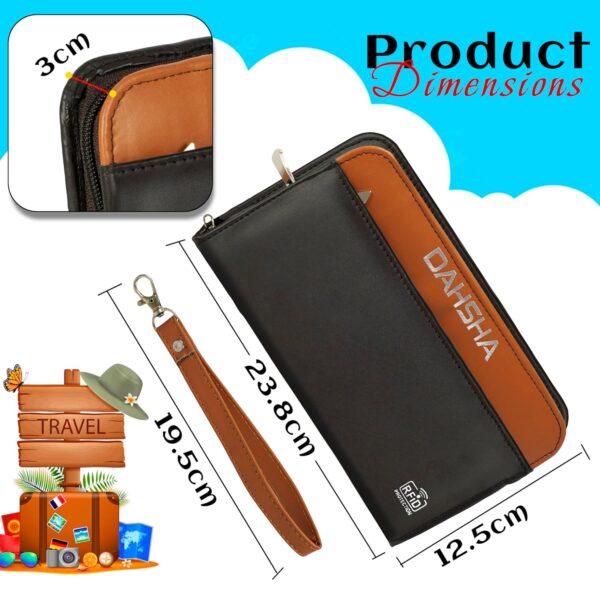 DAHSHA Unisex Adult RFID Blocking Leather Travel Wallet Family Passport Holder Cover Wallet Organiser for Credit Debit Card Boarding Pass International Trip Brown 12.5 X 3 X 23.8Cm