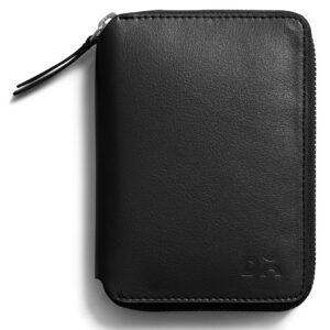 DailyObjects Check-in Travel Passport Wallet Cover for Men and Women | Passport Cover with Zip Around Closure Made of Vegan Leather | Passport Holder with Credit Debit Card Slots - Black