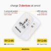 Destinio Universal Travel Adapter with Type C 12W Type C 12W USB A 5V2.4A 3 in 1 International Worldwide All in One Charger Plug and Socket for USA Canada UK Europe 10 Yr Warranty